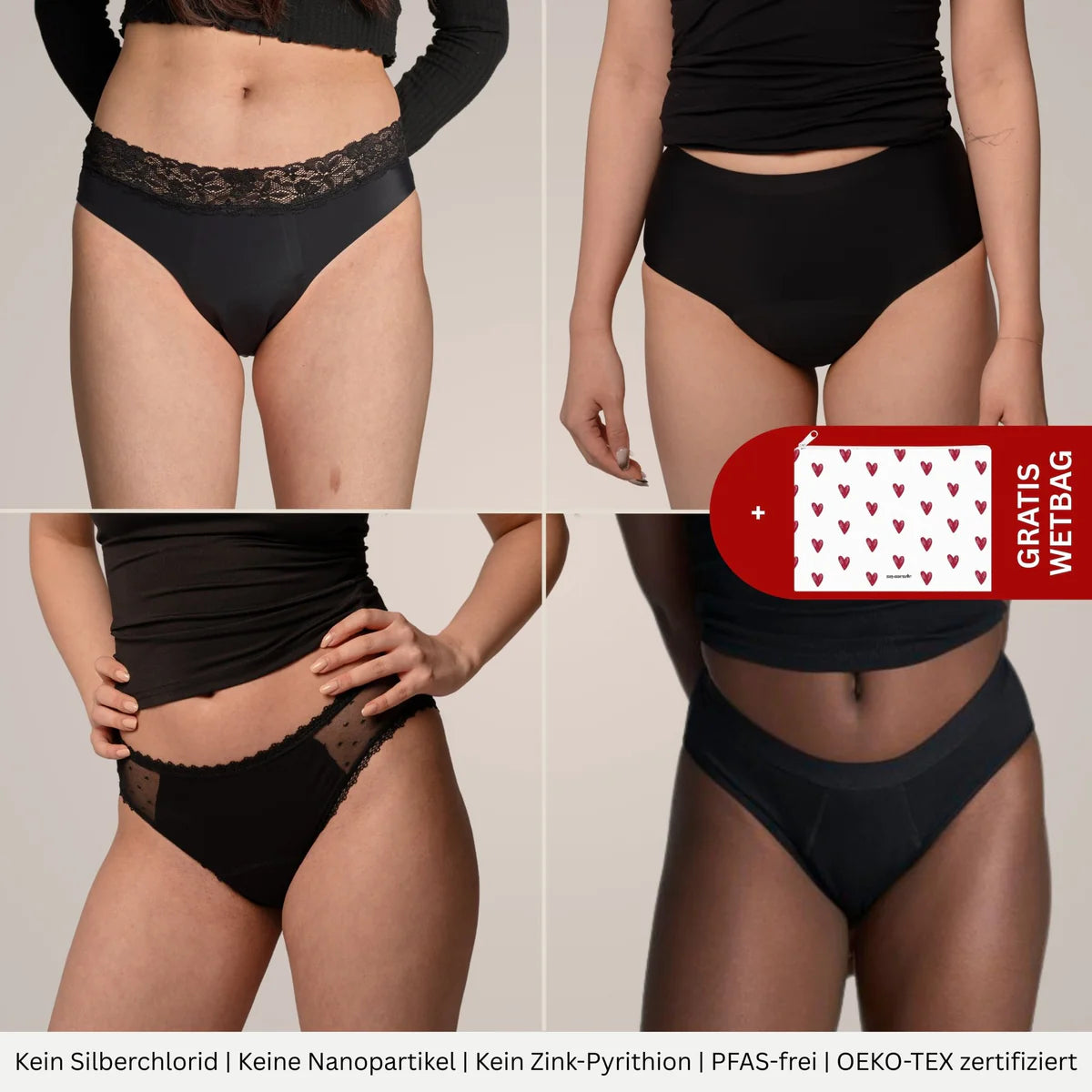 Love Deal - 4 Periodenslips + GRATIS Wetbag